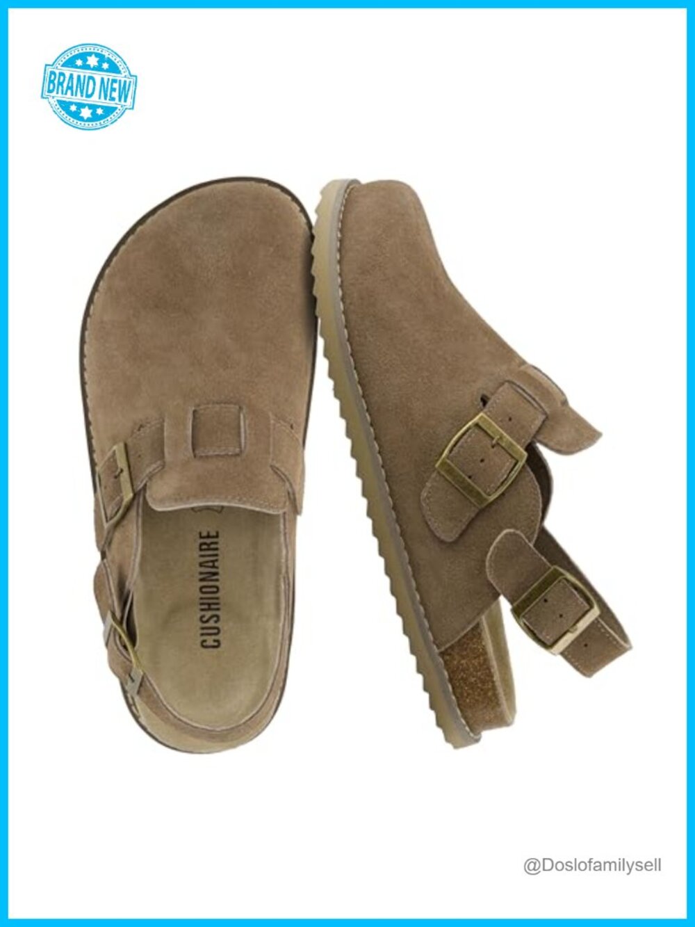 Genuine Suede Slingback Clogs with Buckle Memory Foam Cork Footbed Closed Toe